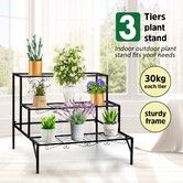 Vintage 3-Tier Plant Stand Metal Flower Pots Display Shelf for Garden Patio Yard