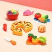 62 Pieces Kitchen Pretend Play Food Set for Kids Cutting Fruits Vegetables Pizza Toys Set