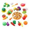 62 Pieces Kitchen Pretend Play Food Set for Kids Cutting Fruits Vegetables Pizza Toys Set