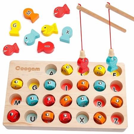 Fine Motor Skill Learning 1-15 Digital Color Sorting Puzzle Infityle Wooden Magnetic Fishing Game Montessori Letters Cognition Preschool Gift for Kids Child Age 3 4 5 6 Year Old 