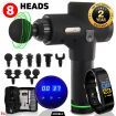 Massage Gun Electric Massager 8 Head Vibration Muscle Tissue Percussion Therapy BLK