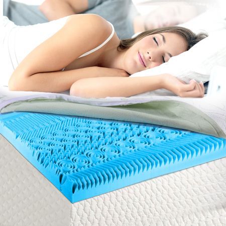 COOL GEL Memory Foam Mattress Topper Bed Double BAMBOO Fabric Cover *10 Zone 5CM