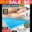 COOL GEL Memory Foam Mattress Bed Topper Single BAMBOO Fabric Cover *10 Zone 5CM