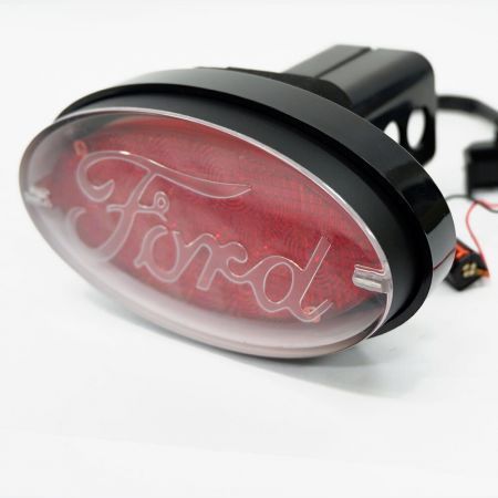 Jaxsyn Novelty Tow-bar / Trailer Hitch Cover - Red Oval Ford logo Brake light Jaxsyn Novelty Tow-bar / Trailer Hitch Cover - Red Oval Ford logo Brake light