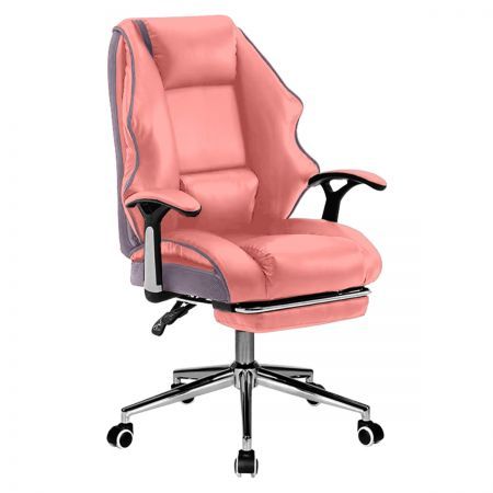 Faux Leather High Back Reclining Executive Office Chair w/ Stool Pink ...