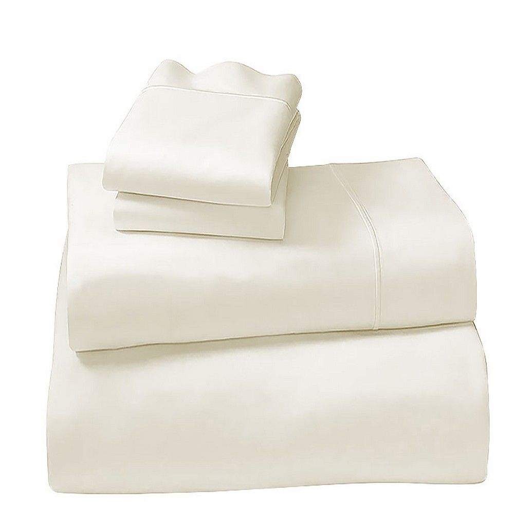 Cotton microfibre 1000TC 4pc King sheet set - Ivory