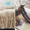 Laura Hill 600GSM Large Double-Sided Queen Faux Mink Blanket - Beige