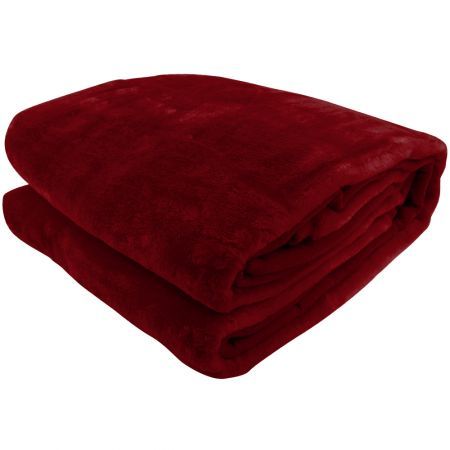 Laura Hill 600GSM Large Double-Sided Faux Mink Blanket - Wine Red