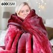 Laura Hill 600GSM Large Double-Sided Faux Mink Blanket - Wine Red