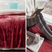 Laura Hill 600GSM Large Double-Sided Faux Mink Blanket - Wine Red