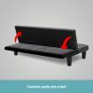 Sarantino 2 Seater Modular Faux Leather Fabric Sofa Bed Couch - Black