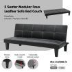 Sarantino 2 Seater Modular Faux Leather Fabric Sofa Bed Couch - Black