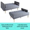 Sarantino 3 Seater Linen Sofa Bed Couch with Pillows - Dark Grey