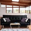 Sarantino 3 Seater Faux Leather Sofa Bed Couch with Pillows - Black