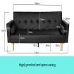 Sarantino 3 Seater Faux Leather Sofa Bed Couch with Pillows - Black