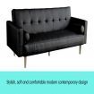 Sarantino 3 Seater Faux Leather Sofa Bed Couch with Pillows - Black