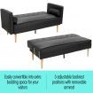 Sarantino 3 Seater Faux Leather Sofa Bed Couch with Pillows - Black