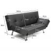 Sarantino 3 Seater Faux Leather Sofa Bed Lounge - Grey