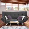 Sarantino 3 Seater Faux Leather Sofa Bed Lounge - Grey