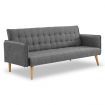 Sarantino 3 Seater Modular Linen Fabric Sofa Bed Couch Armrest Grey