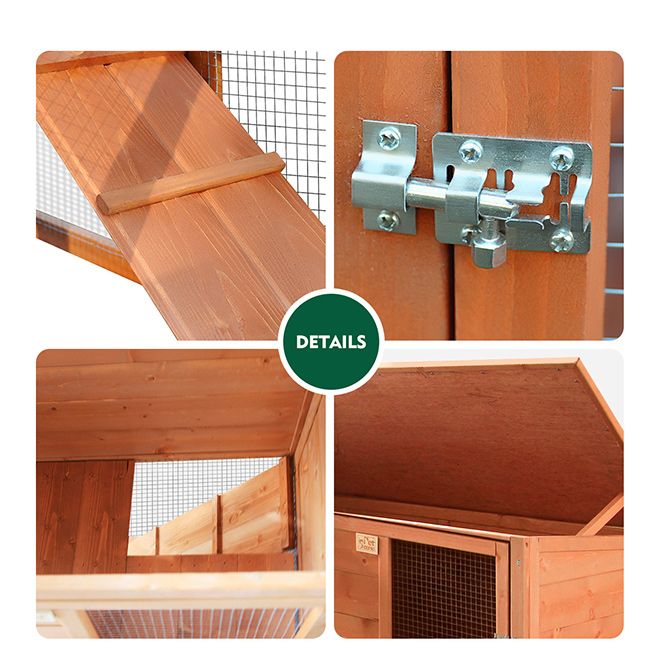 Petscene XL Fir Wood Bunny Rabbit Cage Animal Hutch w/ Outdoor Run Ramp