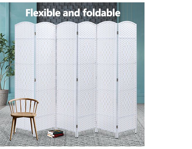 6 Panel Room Divider Decorative Folding Rattan Wicker Screen Room