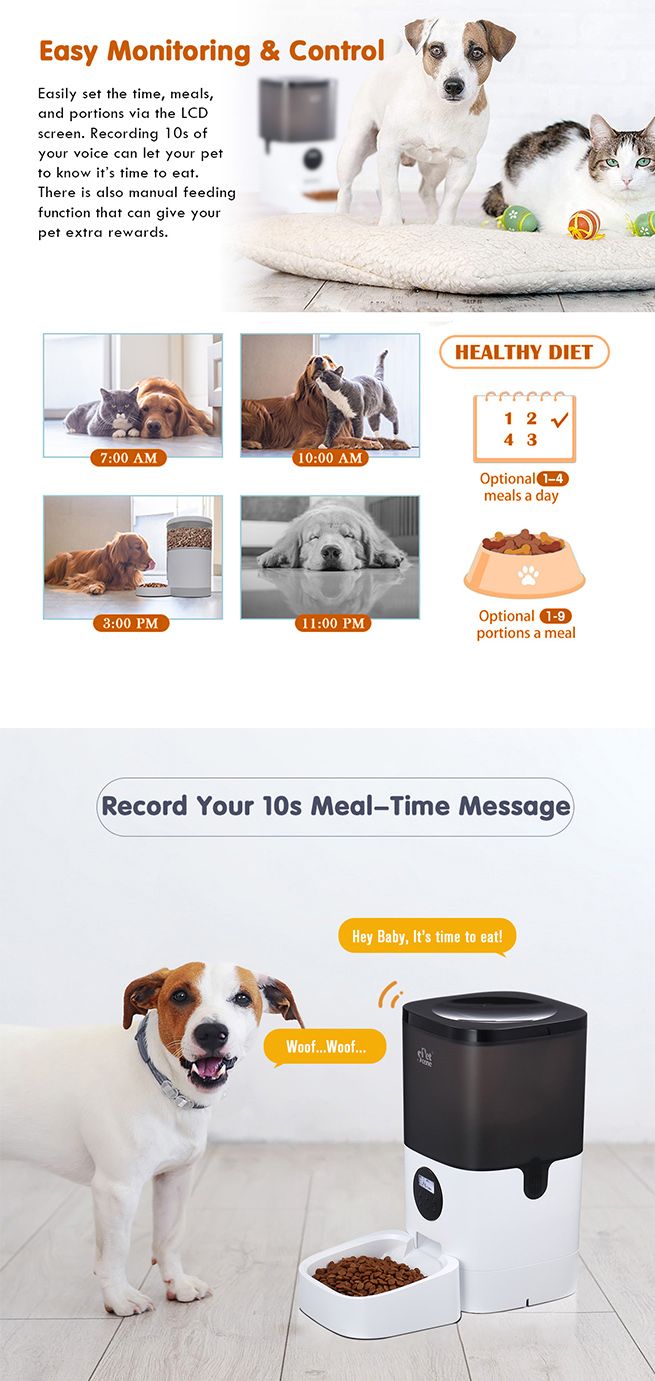 Petscene 6L Automatic Pet Feeder Dog Cat Feeder Food Dispenser with LCD Screen Crazy Sales