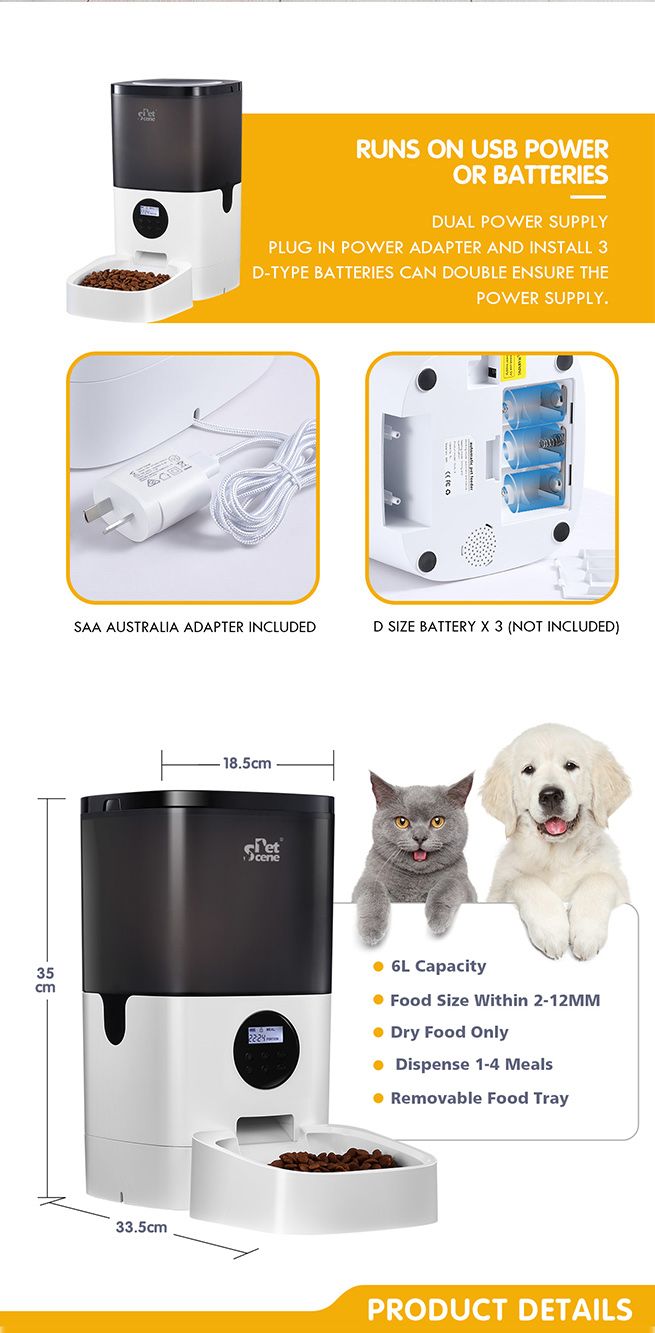 Petscene 6L Automatic Pet Feeder Dog Cat Feeder Food Dispenser with LCD