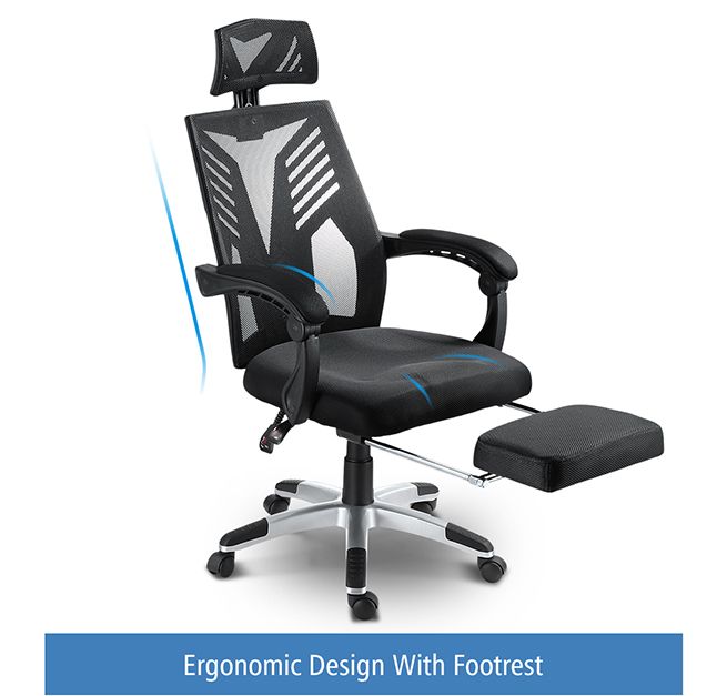 Executive High Back Mesh Office Computer Chair with Retractable