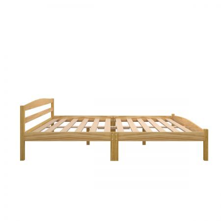 Oak Bed Frame Queen Pine Wood Bed Base w/ Arched Headboard & Foot End ...