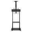 Mobile TV Stand Mount Bracket Trolley 32-75 Inch LED LCD Screen Monitor Television Cart with Media Storage Shelf Wheels Adjustable Freestanding