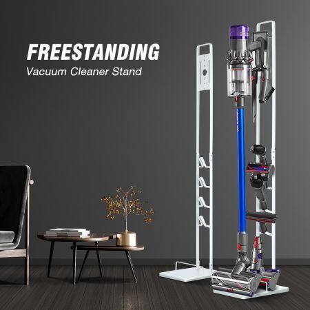 Freestanding Dyson Cordless Vacuum Cleaner Metal Stand Rack Hook Compatible for Dyson V6 V7 V8 V10 V11 V12 V15 White