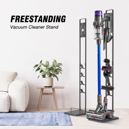 Freestanding Cordless Vacuum Cleaner Metal Stand Rack Hook Grey
