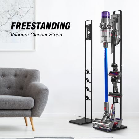 Freestanding Cordless Vacuum Cleaner Metal Stand Rack Hook Compatible for Dyson V6 V7 V8 V10 V11 V12 V15 Black