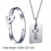 Couple Jewelry Key Necklace and Lock Bracelet, Love Heart Bangle Gift Set Pendant Titanium Alloy Only You Have My Key