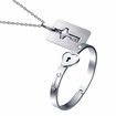 Couple Jewelry Key Necklace and Lock Bracelet, Love Heart Bangle Gift Set Pendant Titanium Alloy Only You Have My Key