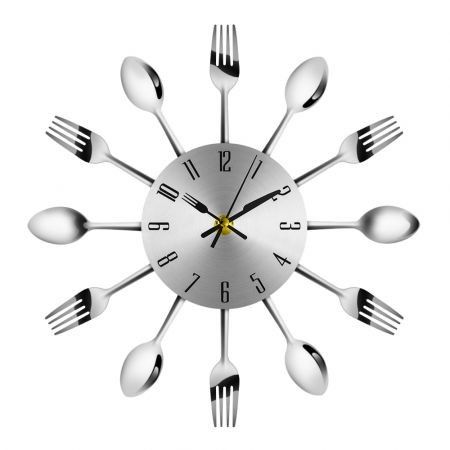 Novel Stainless Steel Knife Fork Spoon Analog Wall Clock Home Decoration