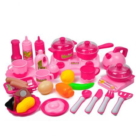 Kid Kitchen Pretend Cookware Vegetable Fruit Play Toy Set