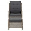 Gardeon Recliner Chair Sun lounge Wicker Lounger Outdoor Furniture Patio Adjustable Grey