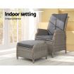 Gardeon Recliner Chair Sun lounge Wicker Lounger Outdoor Furniture Patio Adjustable Grey