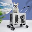 Pet Stroller Dog Cat Puppy Pram Travel Carrier 4 Wheels Pushchair Foldable Grey