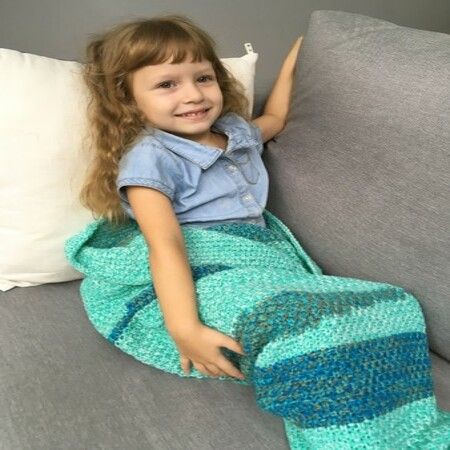 Winter Thicken Lengthen Color Block Sleeping Bag Wrap Kids Mermaid Blanket