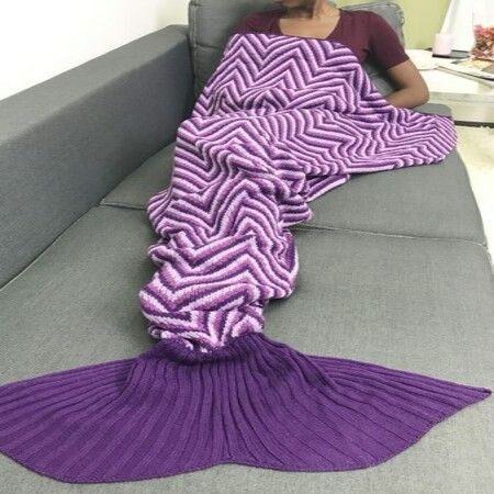 Geometry Stripe Ombre Knitted Sofa Mermaid Blanket