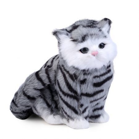 Lovely Simulation Cat Doll Plush Toy with Sound Birthday Christmas Gift for Kids Baby