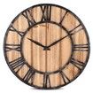 European Style Wooden Metal Non-ticking Quartz Wall Clock