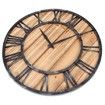 European Style Wooden Metal Non-ticking Quartz Wall Clock