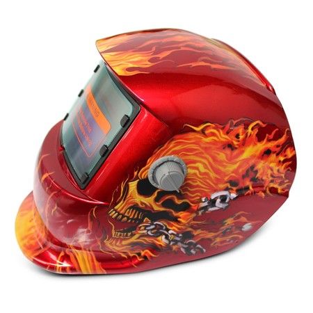 Solar Energy Automatic Changeable Light Electric Welding Protective Helmet with Skull Pattern