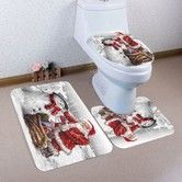 Father Christmas and Snowman Pattern 3Pcs Bathroom Mats Set