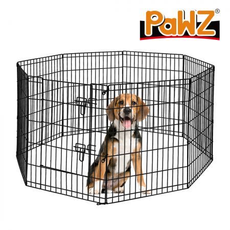 PaWz Pet Dog Playpen Puppy Exercise 8 Panel Enclosure Fence Black With Door 36"