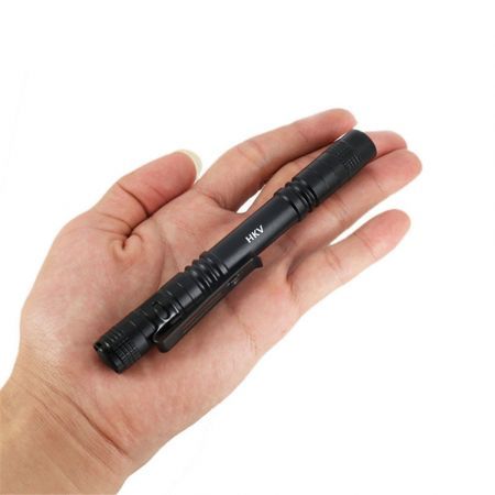 HKV 6000K Small Mini Flashlight Ultra Bright LED Pen Light Pocket Clip Tactical Torch Lamp